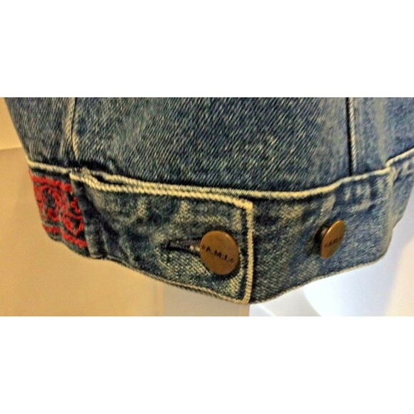AMI Vintage Womens M Denim Jean Trucker Jacket Embroidered Coat Size M - Picture 6 of 7